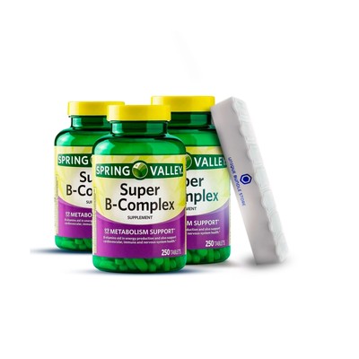Spring Valley, Super Vitamin B Complex Tablets Dietary Supplement, B Complex ...
