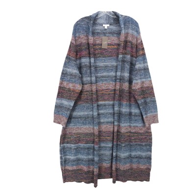 NWT J JILL Open Front Cardigan Marled Striped Cotton Blend Size 2X