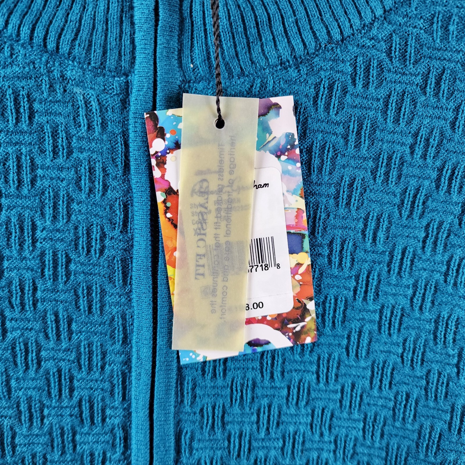 Robert Graham Reisman Quarter Zip Pullover Sweater Men's XL Teal Wool Blend L/S - Picture 5 of 16
