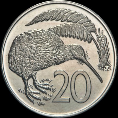 NEW ZEALAND. 1969, 20 Cents - QEII, Kiwi Bird, Apteryx australis b