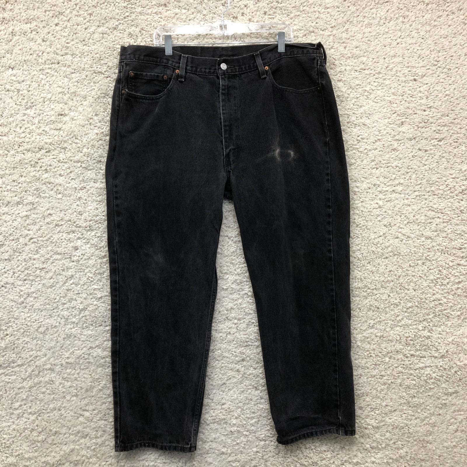 Levis 550 Jeans 42x30 Mens Black Denim Relaxed Fit Tapered Leg Dark Wash Pockets