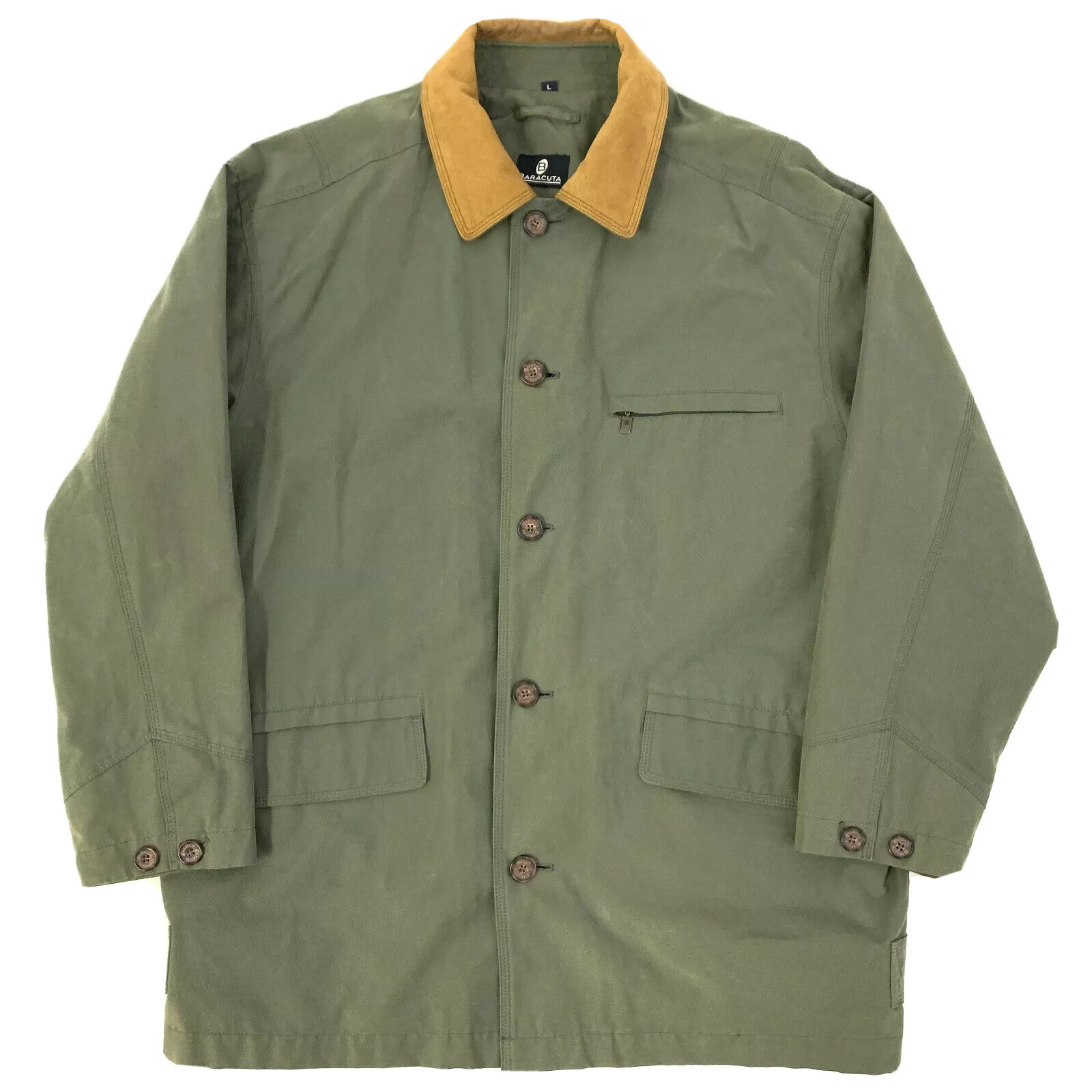 Baracuta Green Cotton Leather Trim 