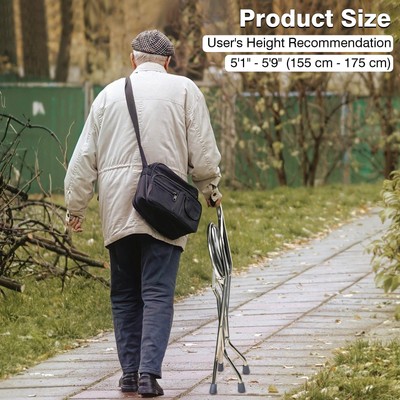 Yescom Medical Folding Walking Stick with Seat Portable Travel Cane Hiking Chair