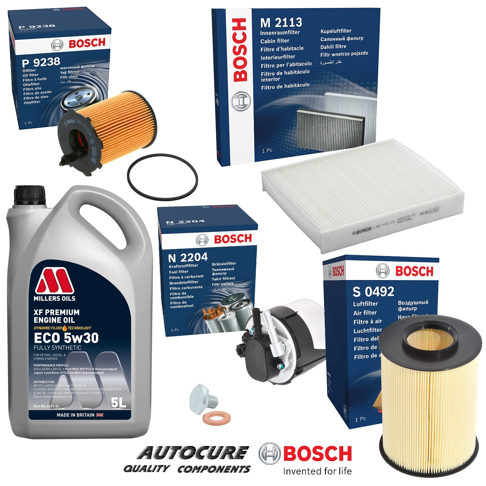 FOR FORD FOCUS 1.6 S TDCI MK2 DIESEL 2008-11 FULL BOSCH FILTER SERVICE KIT & 5L
