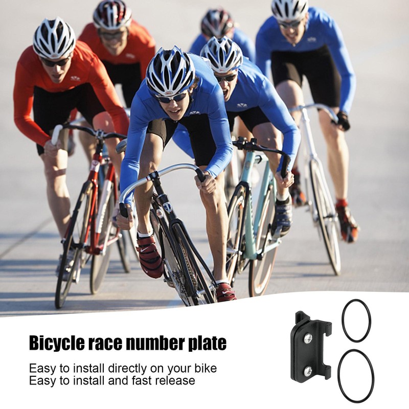 Bike Triathlon Race Number Plate Mount Bicycle Seatpost Holder with Rubber Band