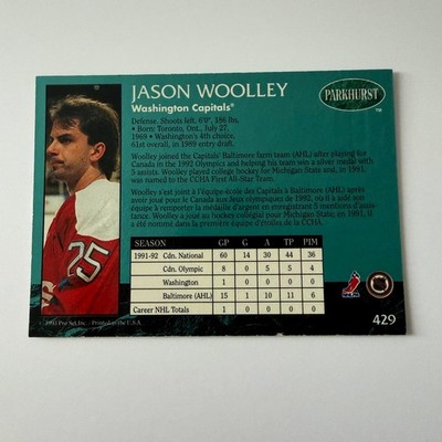 1992 Parkhurst Hockey #429 Jason Woolley RC Emerald Ice