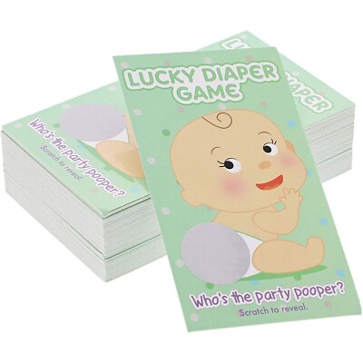 60x Baby Shower Scratch Cards Lucky Diaper Game for Boys or Girls Gender Neutral