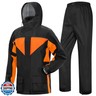 iCreek Motorcycle Rain Suit for Men and Women Waterproof Anti-storm Raincoat High Visibility Rain Gear (Black with Orange, XXXL)