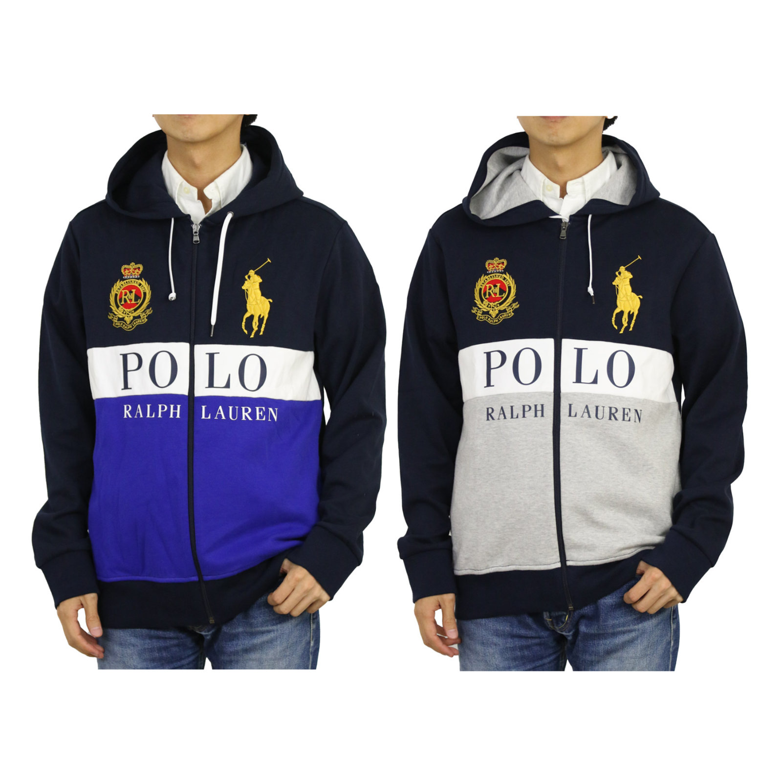 

Толстовка с капюшоном на молнии и вставками с эмблемой Big Pony Polo Ralph Lauren, куртка с капюшоном, Multicolor