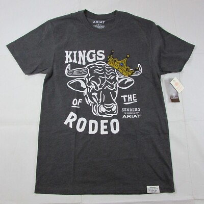 Ariat Men's Short Sleeve Sendero King Cow Rodeo Graphic T-Shirt Charcoal Heather