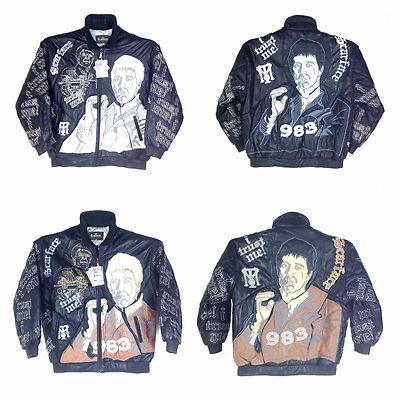 百貨店福袋 EMBROIDERED, SCARFACE, STITCHED BLACK JACKET, LEATHER MEN'S バイクウェア・装備