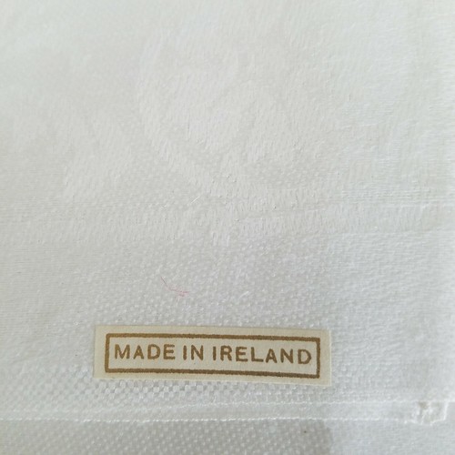 8 Vintage Irish Linen Damask Napkins Monogram H Unused