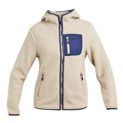 Shires Aubrion Clement Womens Fleece Jacket - Natural | Sherpa, Hood, Pockets