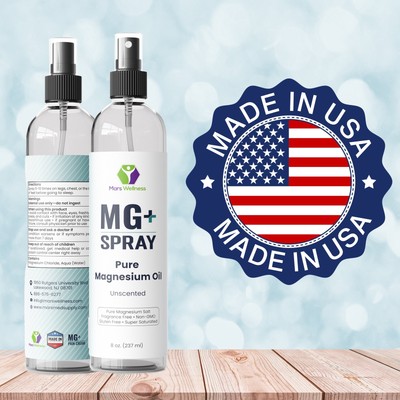 Mars Wellness MG+ Pure Magnesium Oil Spray - 8 Ounce USA Made