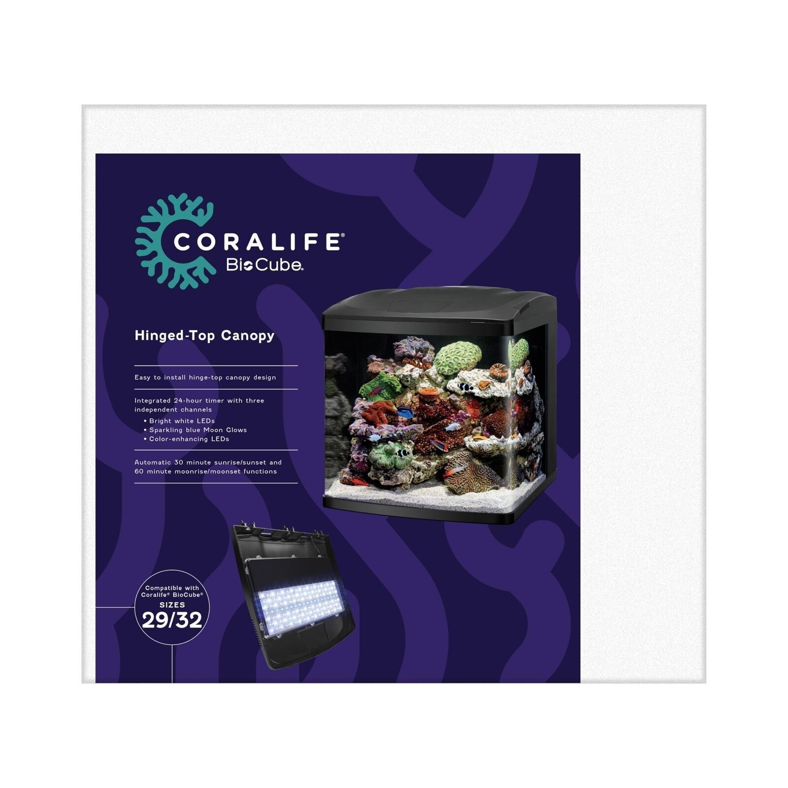Coralife BioCube LED Aquarium Fish Tank Replacement Lid Canopy, 29/32 Gallon