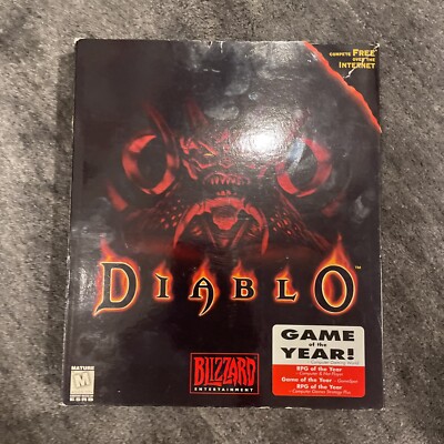 Diablo Windows 95 PC CD-Rom Video Game Open Big Box Cyan Blizzard