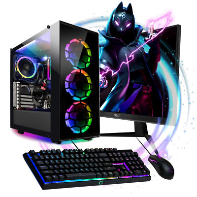 Gamer PC Komplett Set AMD Ryzen 7 5700 8x 4.6 Ghz Radeon 27'' TFT 1ms Gaming RGB