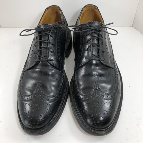 Vintage Florsheim Kenmoor Varsity Long Wing Wingtip Black 9C Dress Shoes 20686