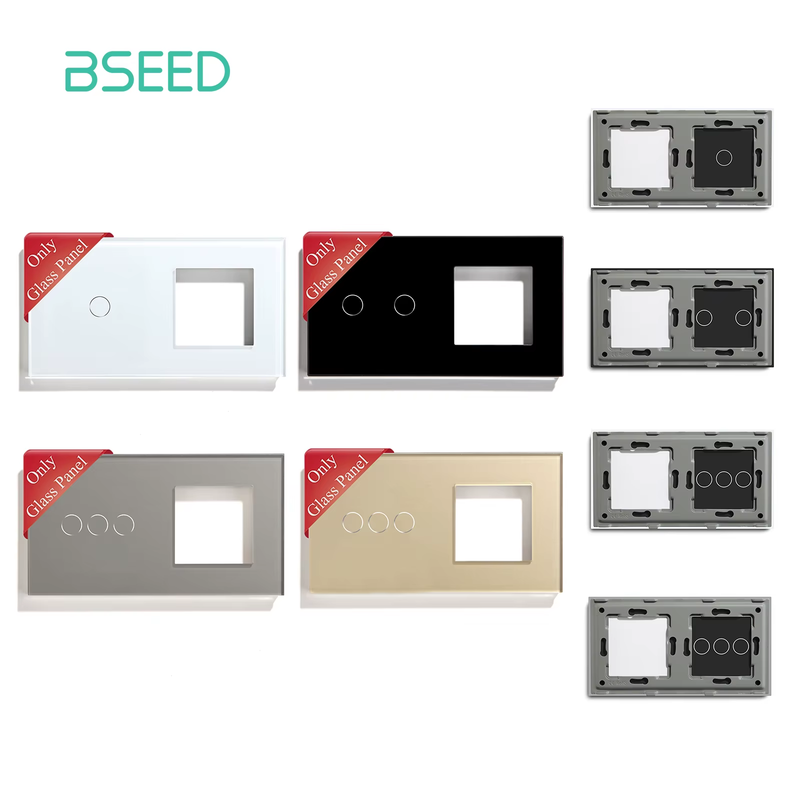 Crystal Glass Panel Frame 157mm Pearl White Black Gloden For Wall Switches Power