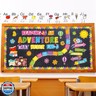 Honoson 55 Pcs Reading Bulletin Board Set Reading is an Adventure Bulletin Boards Colorful Floral Cutouts Decors for Back to School Library Home Chalkboard Wall Decoration (Book)
