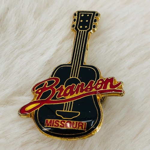 Vtg Branson Missouri Guitar Souvenir Enamel Lapel Pin Version 1