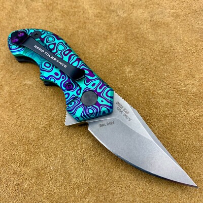  Zero Tolerance ZT 0022 Plain Edge Folder ZT0022 20CV Steel Flomascus Green Ano