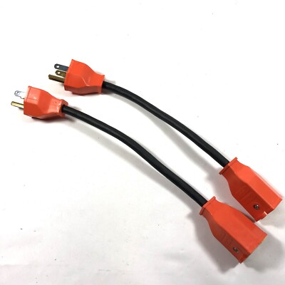 15 Amp 1 Foot Extension Cord 14 Gauge 1875W UL Listed Black Orange Open Box- 1