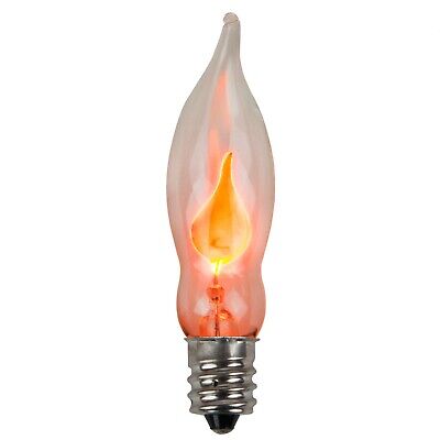 2-Pack Flicker Flame Halloween Mini Light Bulbs E12 Candelabra Base C7 Clear