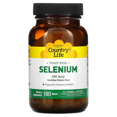 Country Life Selenium 100 мкг 180 таблеток без глютена, гарантия качества GMP,