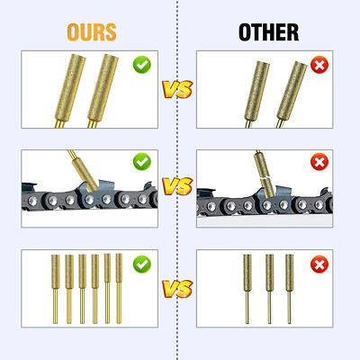 24PCS 5/32" 7/32" Diamond Chainsaw Sharpener Burr Grinding Stone File 1/8" Shank