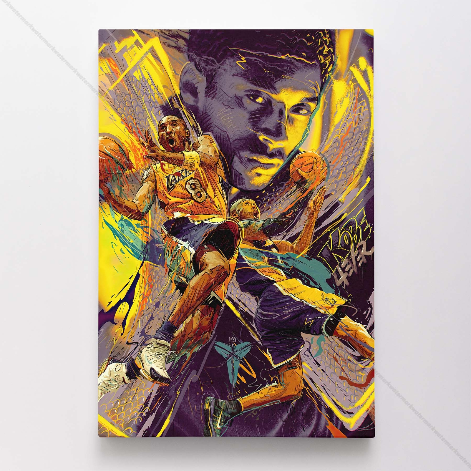 Kobe Bryant Poster Canvas LA Lakers NBA Basketball Black Mamba Art Print #4305