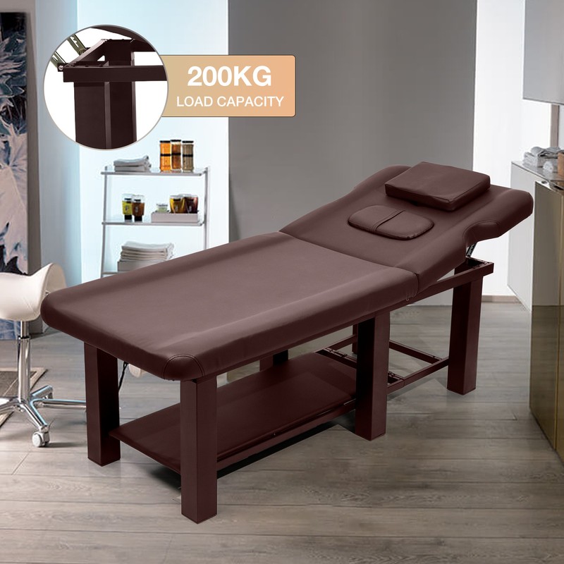Brown Heavy Duty Massage Table Adjustable Facial Bed Salon Spa And Beauty Bed