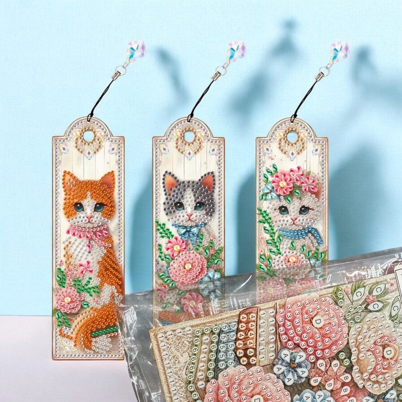 Cat Diamond Painting Bookmark Kit 3 Pack DIY Diamond Art