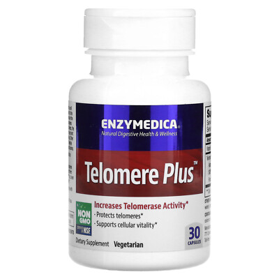 Enzymedica Telomere Plus 30 капсул без казеина, без молочных продуктов, без яиц,