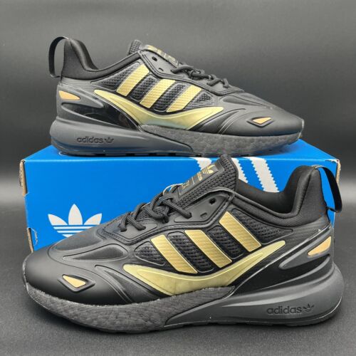 adidas Originals ZX 2K Boost 2.0 Black Metallic Gold Men Casual GZ7743 Multi Sz adidas Originals ZX 2K Boost 2.0 Black Metallic Gold Men Casual GZ7743 Multi Sz