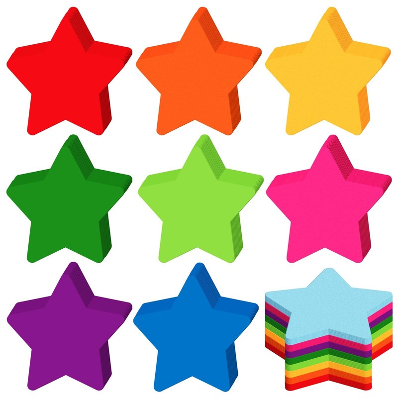 720PCS Star Paper Cutouts 3.9" Assorted Colors DIY School Bulletin