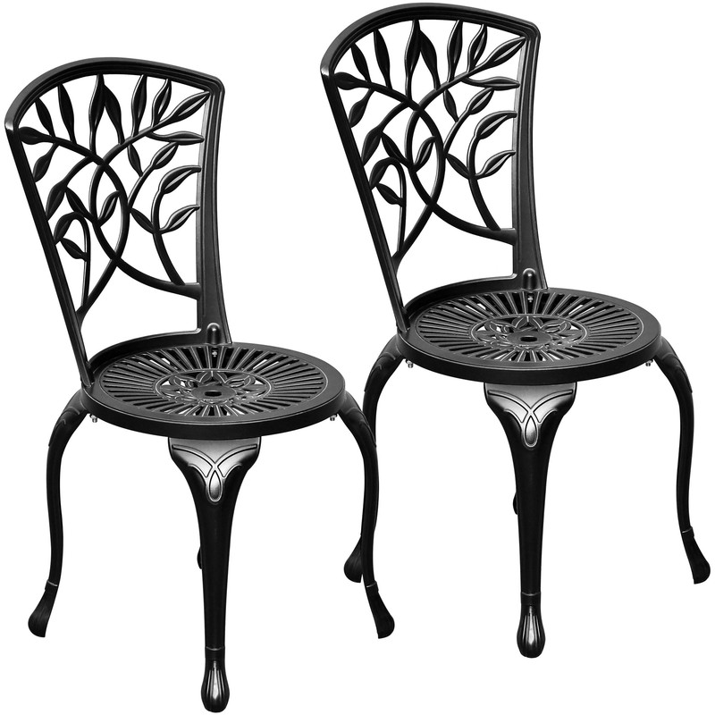 Outdoor Cast Aluminum Dining Chairs Set of 2  Patio Chair with Adjustable Feet