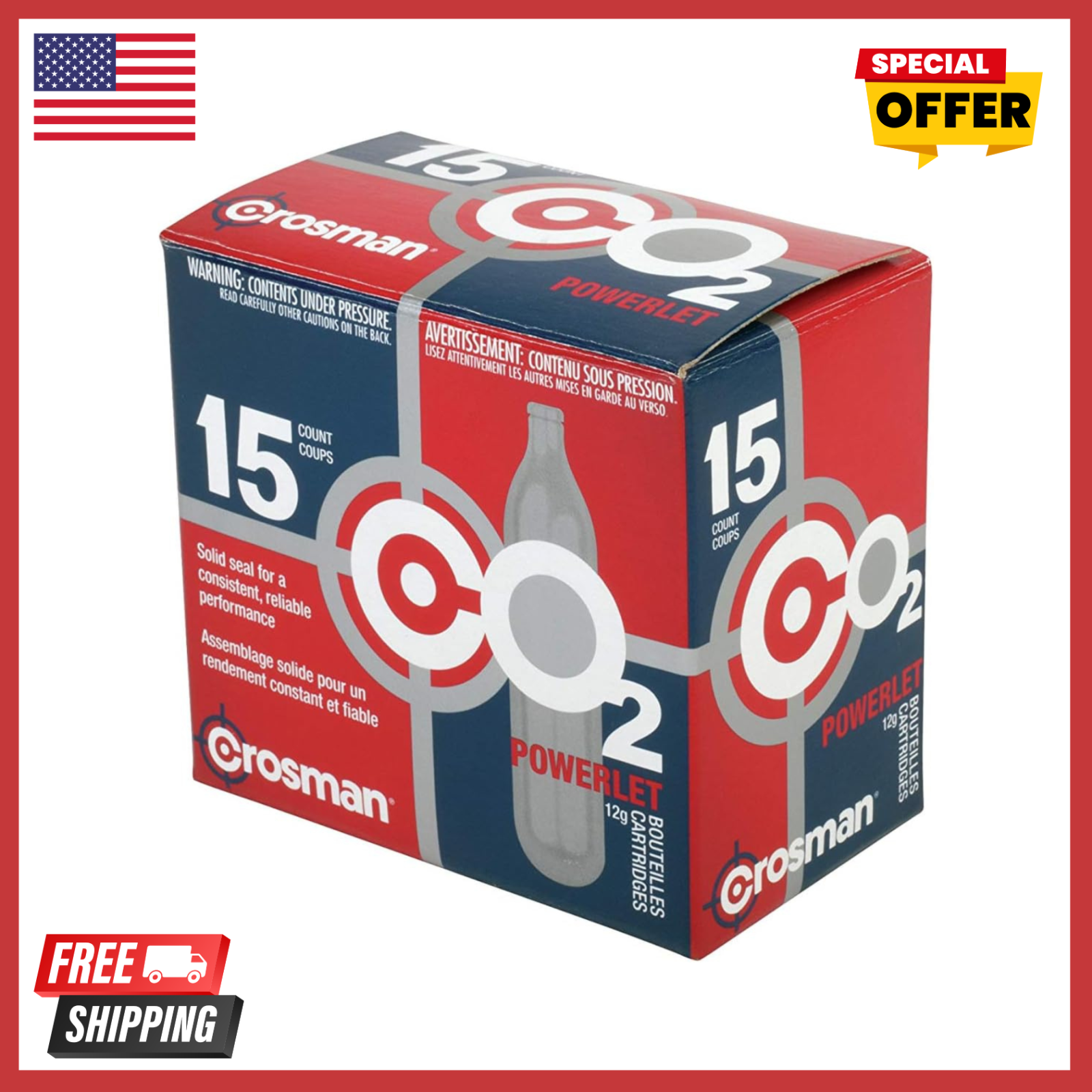 **CARTRIDGE Gun Gas Pellet Airsoft BB Pellet 12 Gram Crosman Powerlets 15 coun**