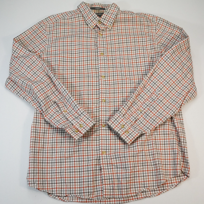 Eddie Bauer Mens Large Button-Down White Multi Gingham Plaid Shirt Hiking