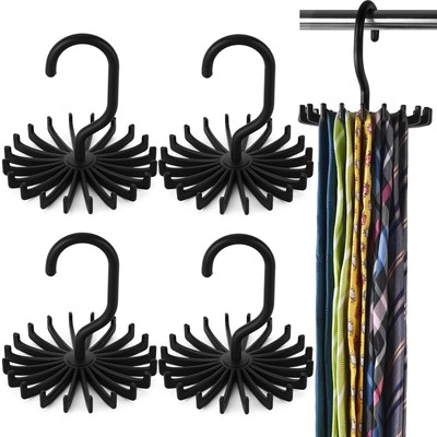 4 Pack 360 Degree Rotating Scarf Hanger Adjustable Tie Belt Rack for Closet