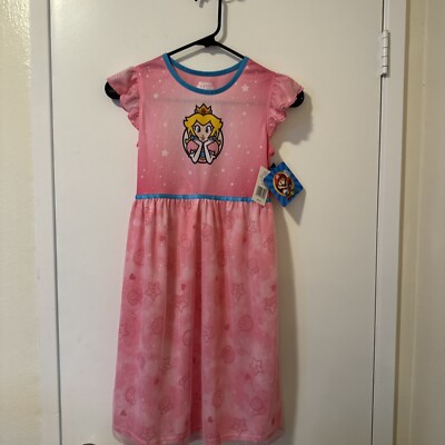 Super Mario Bros. Princess Peach Girl's Gown Pajamas Pink Size 8