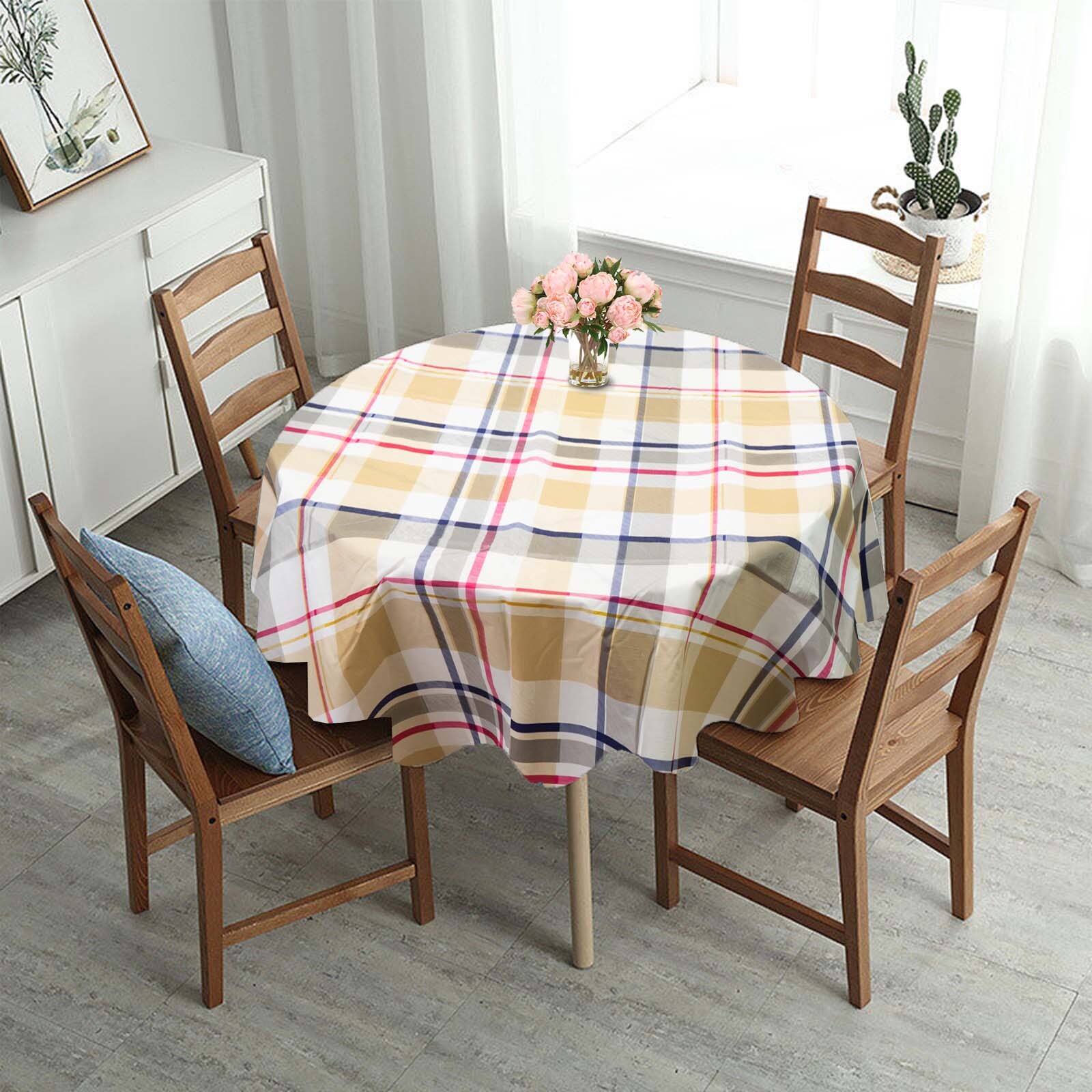70" Vinyl Tablecloth Heavy Duty Flannel Back Round Table Cover for Wedding Party