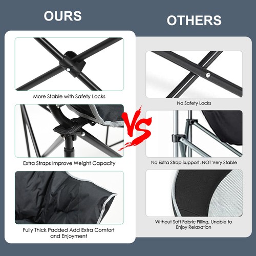 NAIZEA Oversized Camping Chair, Portable Folding Chairs Lounge with Side Pocket