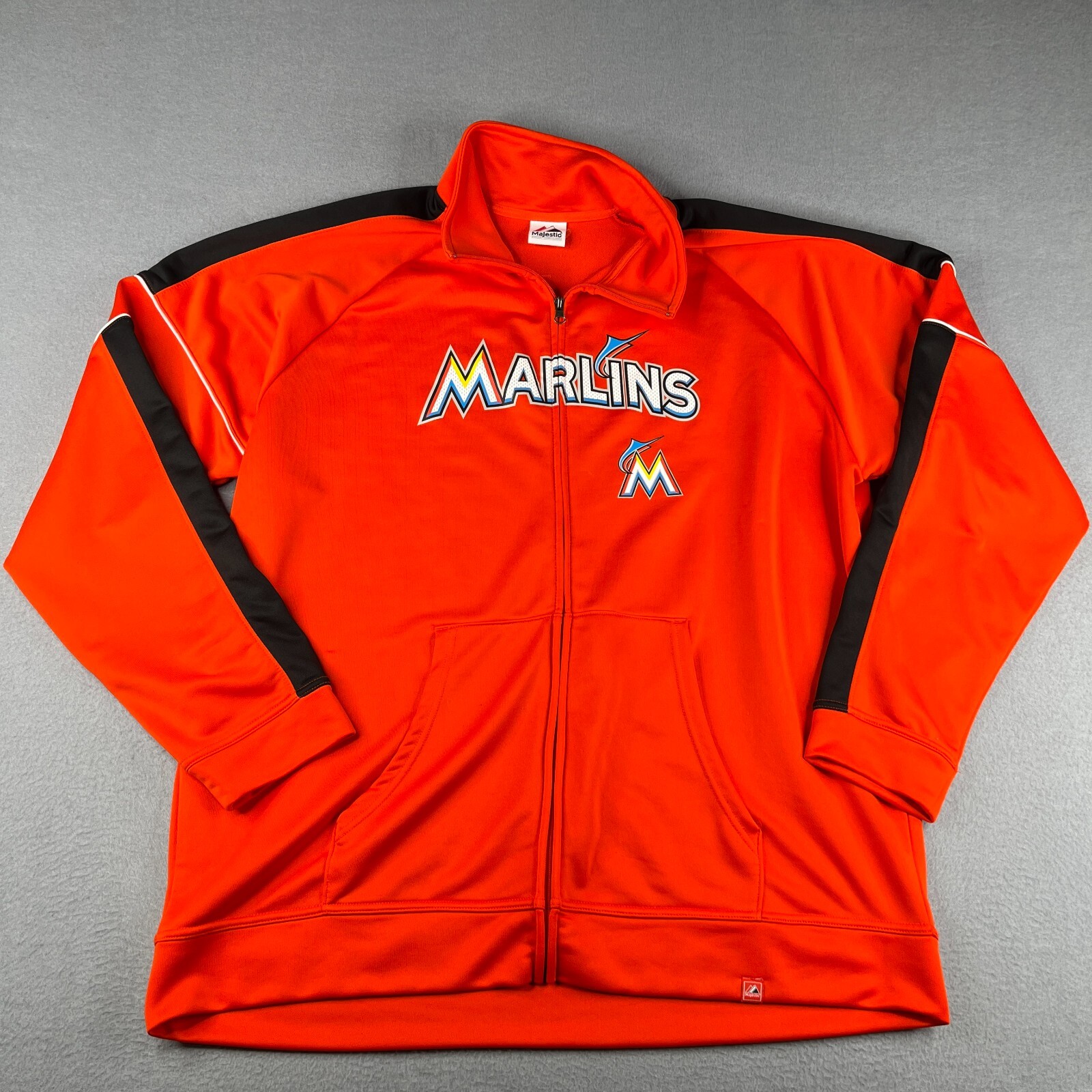 マイアミ・マーリンズ ジャケット XXL Majestic Miami Marlins Majestic Track Jacket 2XL Orange Graphic Print