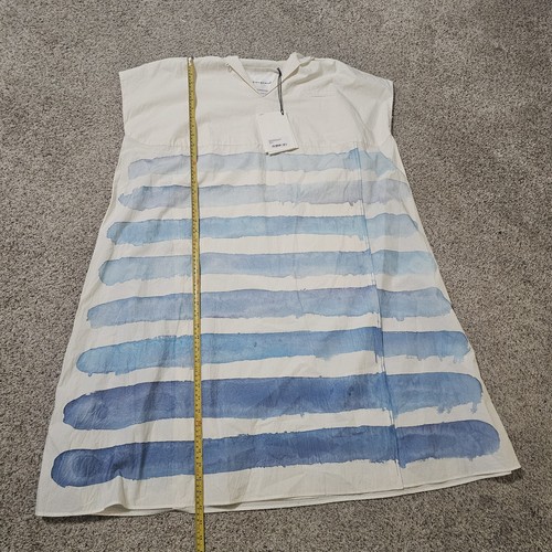 Pre-owned Toogood The Fisherwoman Hand Painted Cotton Dress — Breton Limited Edition Xl In Blue/ivory