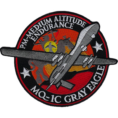 MQ-1C GRAY EAGLE  MALE UNMANNED AIRCRAFT ERMP 4.5 '' EMBROIDERED PATCH