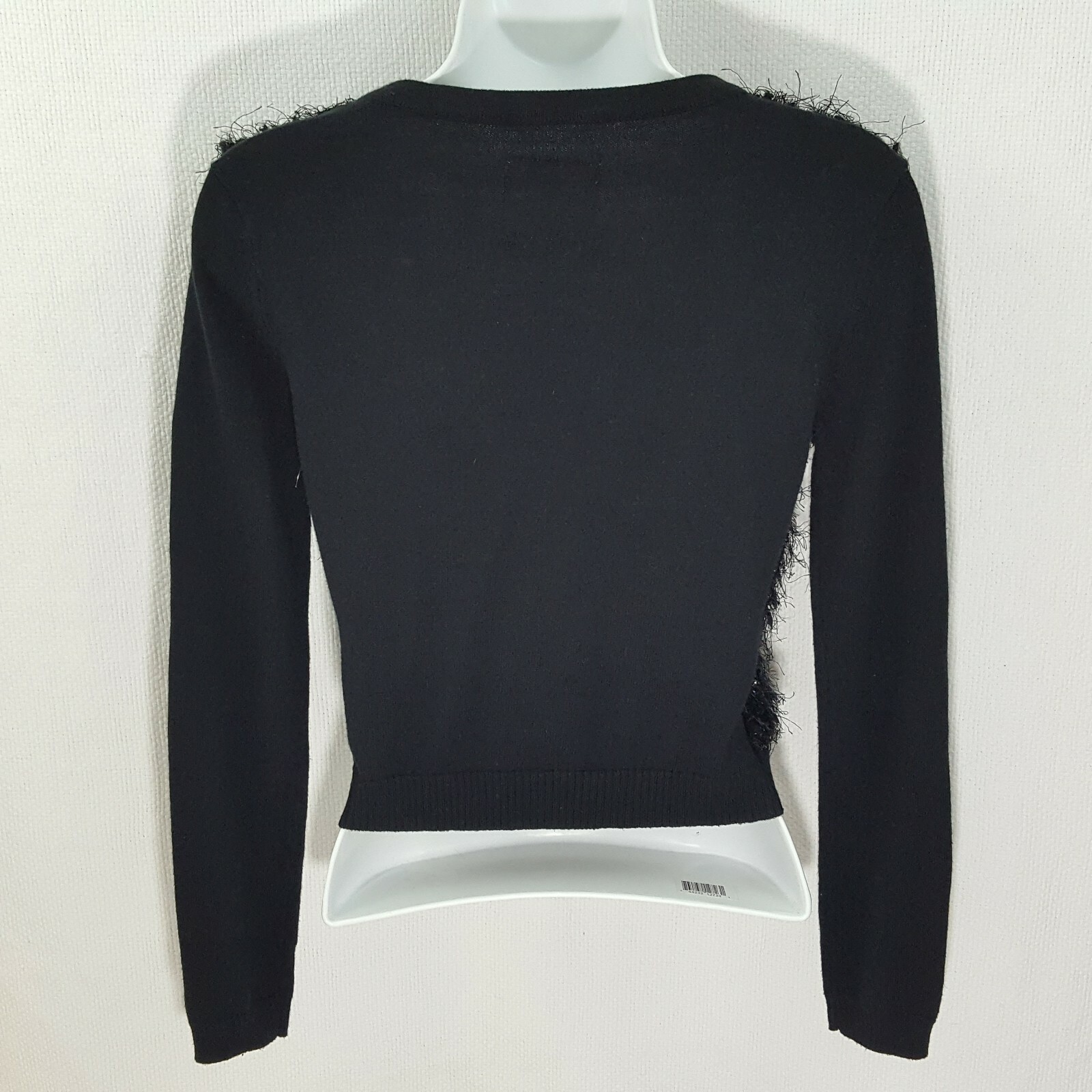 Justice Fuzzy Sweater Size 12 Sparkling Threads Button Down Cardigan Black Girls