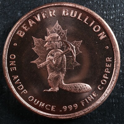 1 AVDP ounce of .999 fine copper Magdalen Island token of 1815 Beaver Bullion