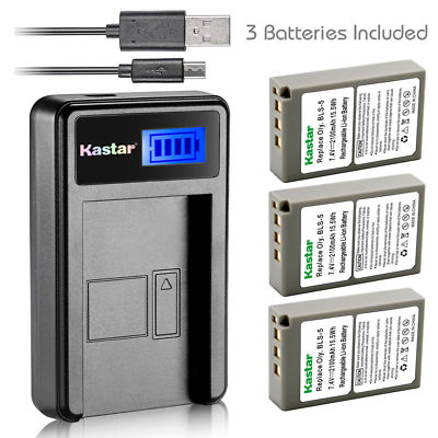 BLS-5 Battery or LCD Charger for Olympus OM-D E-M10 E-M10 Mark II E-M10 Mark III