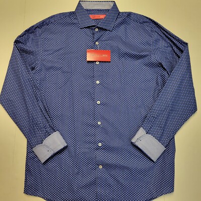 $145 New GEORG ROTH Men's 2XL Blue Dotted Floral Long Sleeve Shirt Cotton